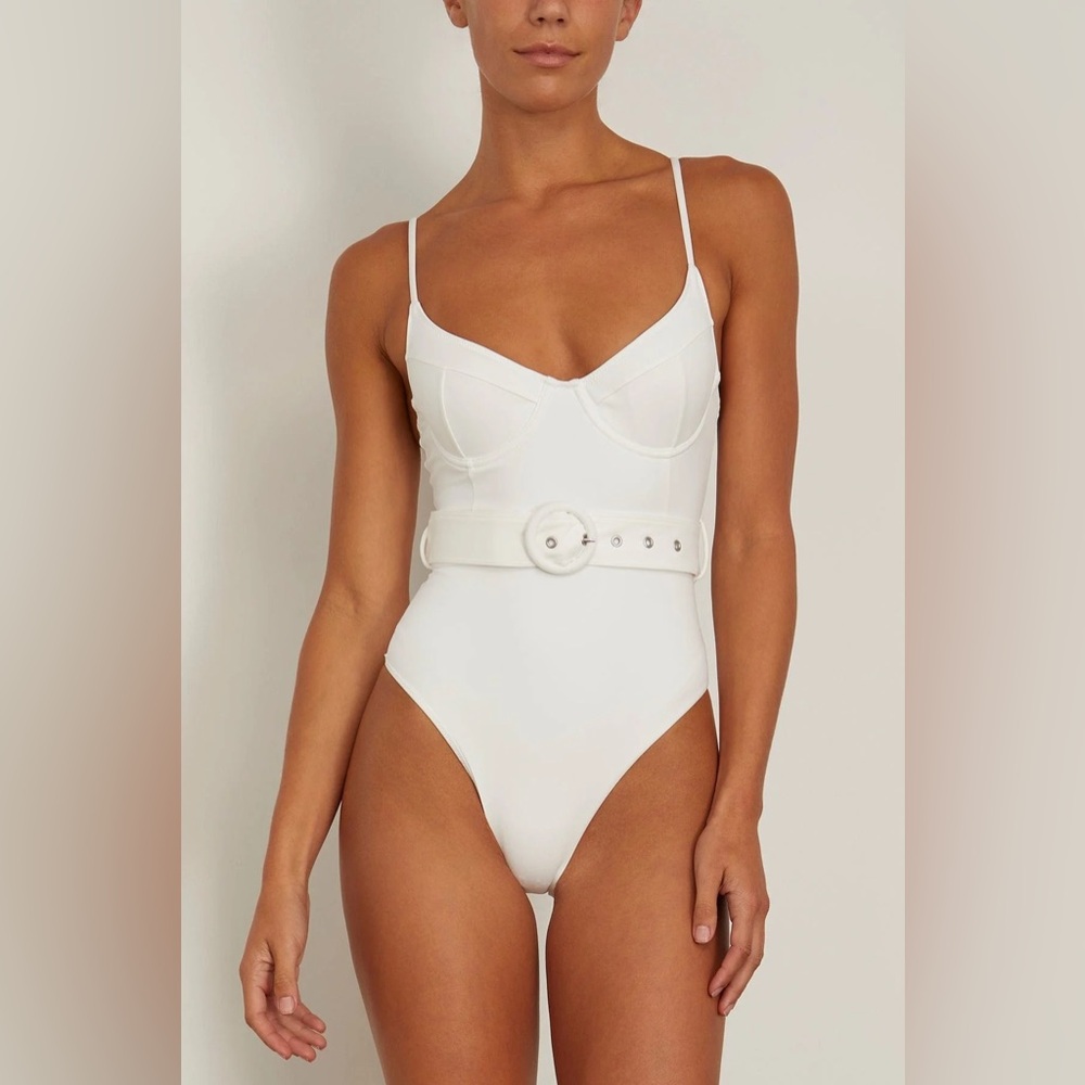 Jonathan Simkhai White Underwire One-Piece Swimsuit Size Large NWT Missing Belt